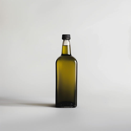 Lottiee Duty Example product in a sleek, dark green glass bottle with a black screw cap. The bottle has a smooth finish and stands upright against a plain white background.